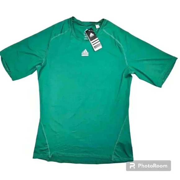 Adidas Techfit Cut& Sew Climalite#3846 Forest Green short-sleeved shirt 2XL NWT - Picture 1 of 8